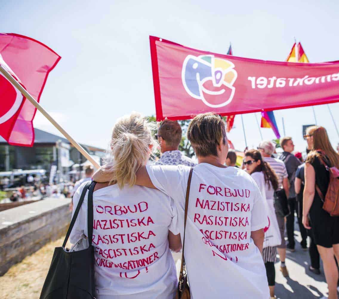 Mångfaldsdemonstration i Almedalen 2018. Foto: Linnea Bengtsson.