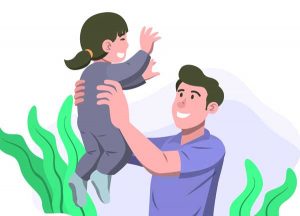Pappa leker med dotter (illustration från Envato)