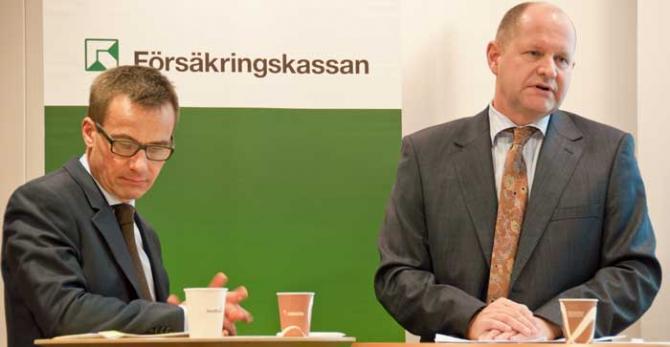 Presskonferens i december 2011 med socialförsäkringsminister Ulf Kristersson och Försäkringskassans generaldirektör Dan Eliasson. Foto: Valter Bengtsson