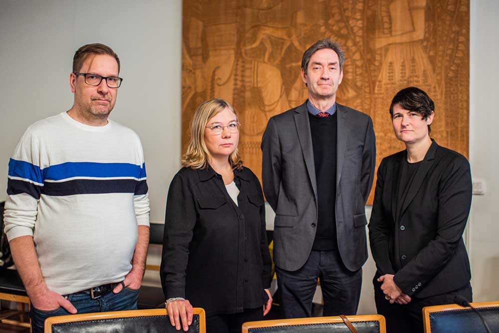 Arbetsdomstolen. Roger Nissilä, personlig assistent, Josefin, Kommunal, Sven Rosqvist, Fremia, och Ellinor Gudmundsson, Kommunal. Foto: Linnea Bengtsson.