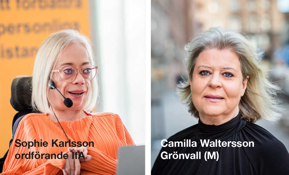 Sophie Karlsson, IfA, och Camilla Waltersson Grönvall, socialtjänstminister (M). Foton: Linnea Bengtsson
