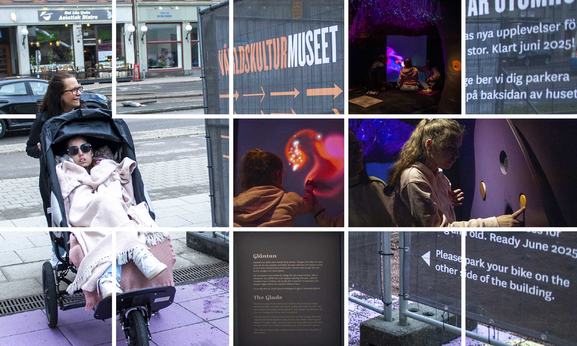 Ella besöker Världskulturmuseet. Collage. Foton: Anna Pella.