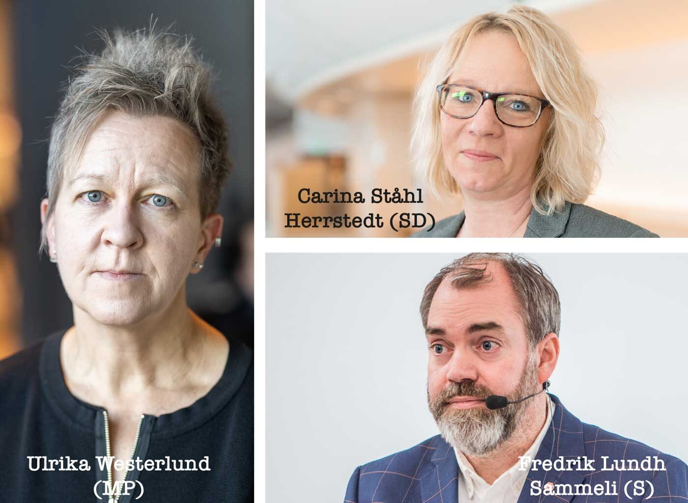 Ulrika Westerlund, Carina Ståhl Herrstedt och Fredrik Lundh Sammeli