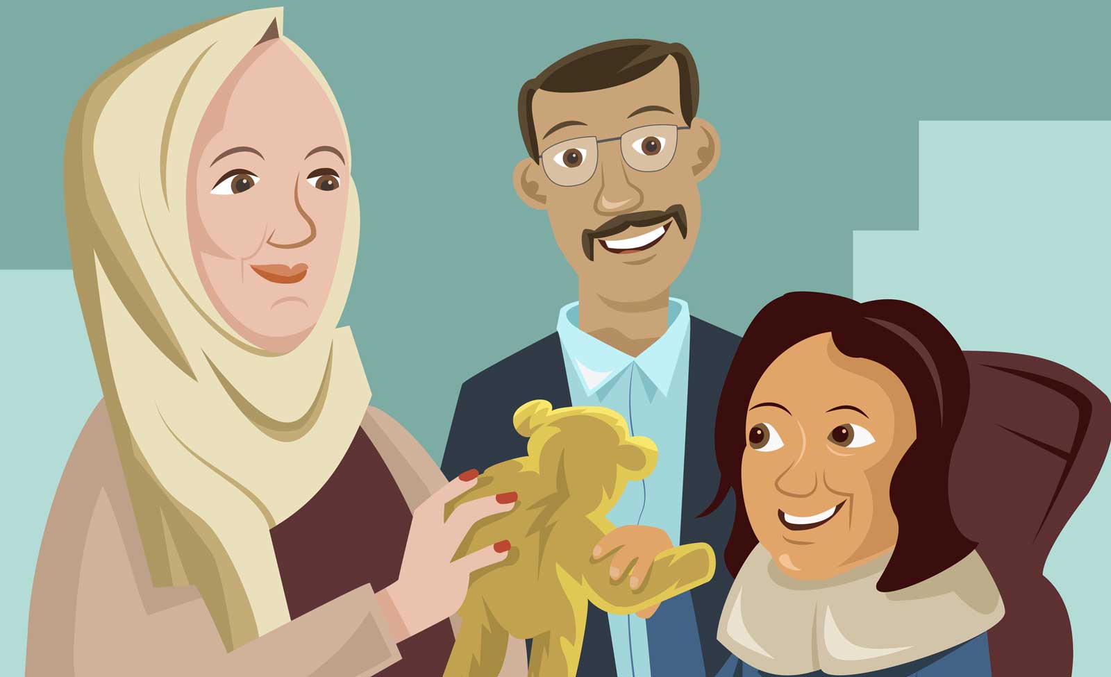 Samtalsgrupp för föräldrar. Illustration: Mattias Gordon/Nka