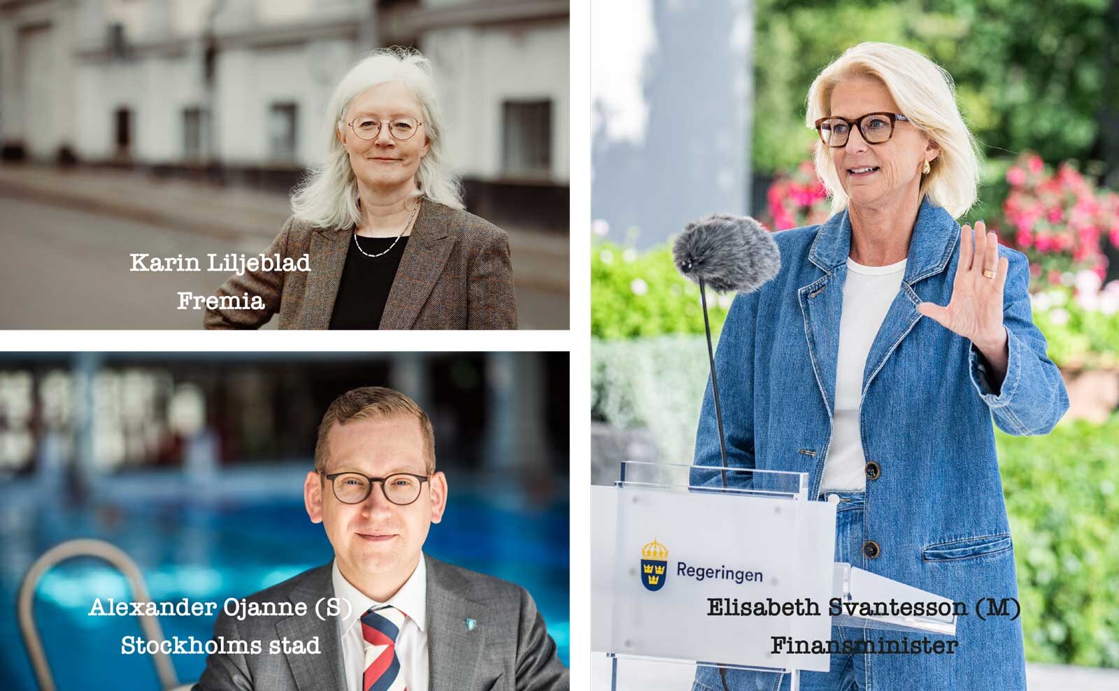 Karin Liljeblad, Fremia, Elisabeth Svantesson, finansminister, och Alexander Ojanne, socialborgarråd.