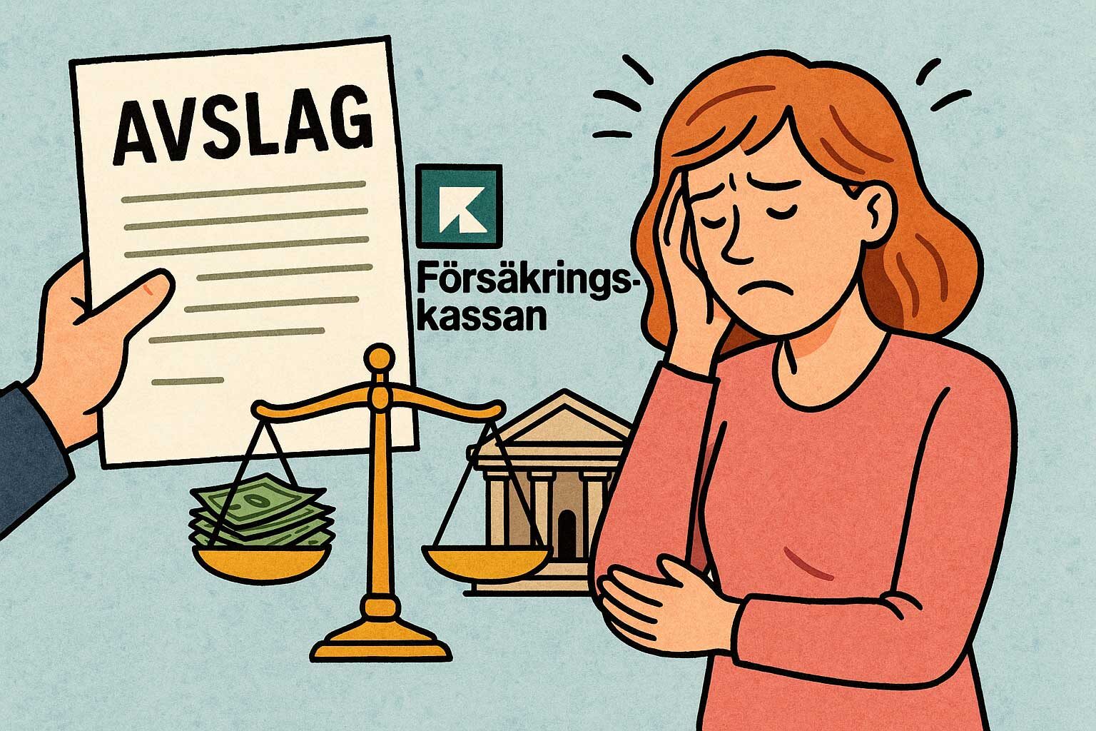 Illustration med kvinna som fått avslag
