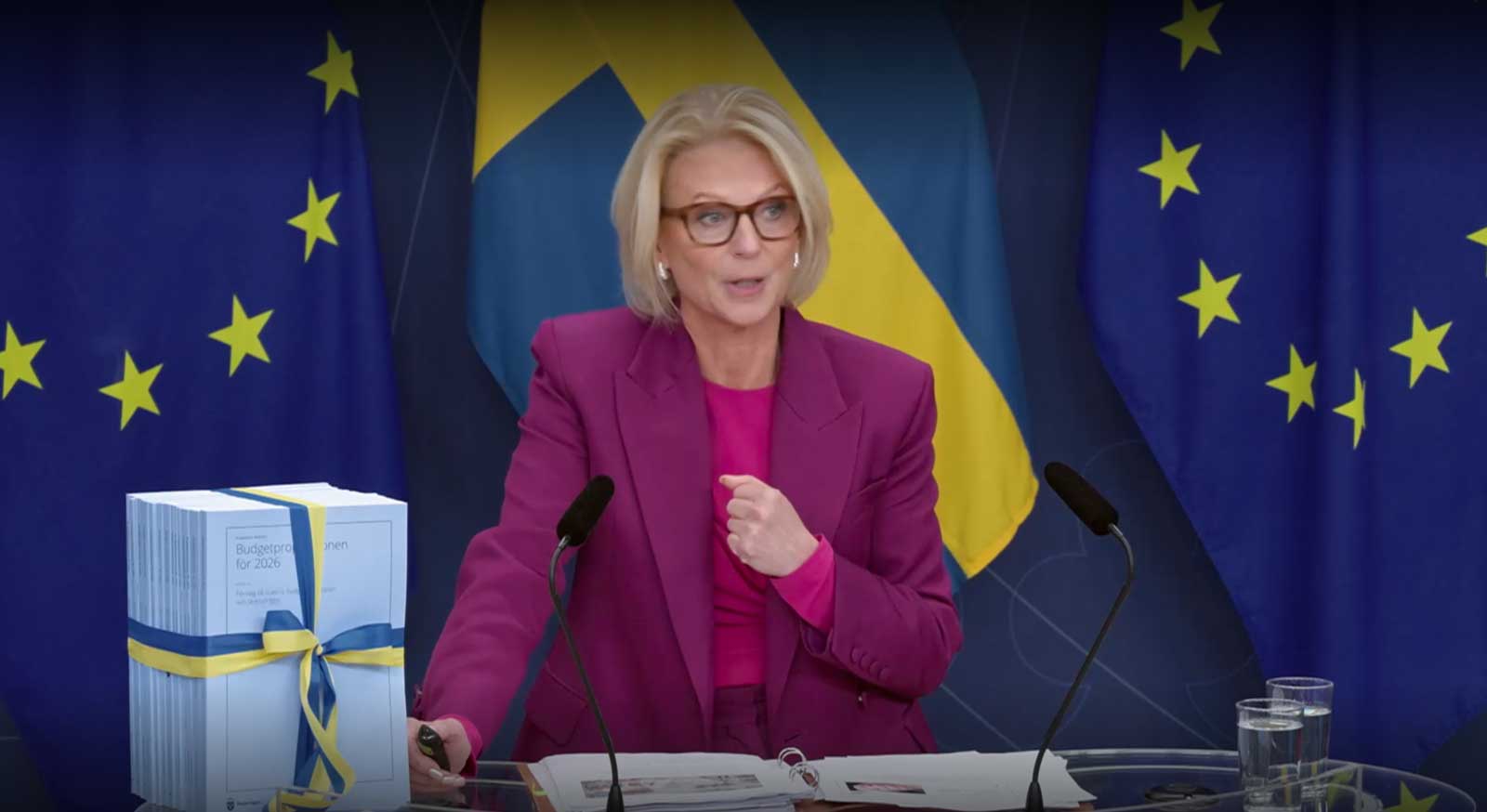 Elisabeth Svantesson. Bild från regeringens webbsändning 22 september 2025.