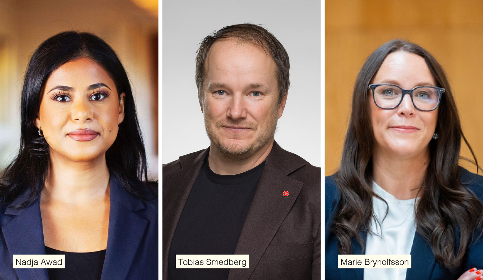 Nadja Awad, Tobias Smedberg och Marie Brynolfsson.