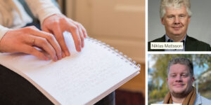 Niklas Mattsson, Mattias Winsa och foto på blindskrift