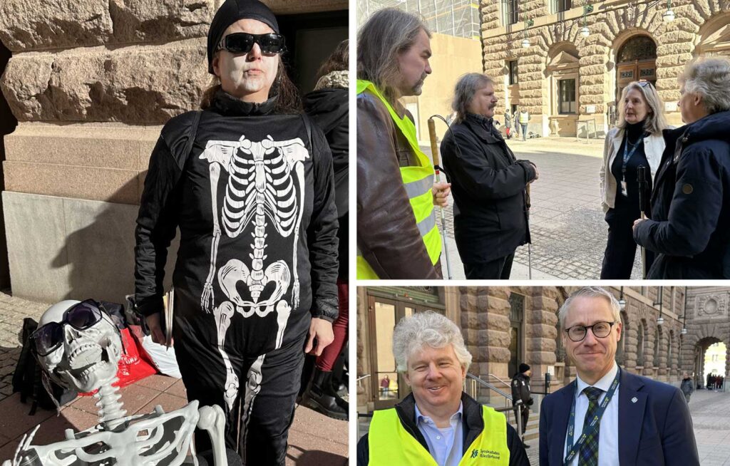 Synskadades riksförbund utanför Riksdagen 5 mars 2026.