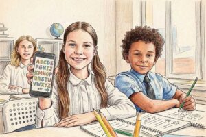 Elever, mobiltelefon.