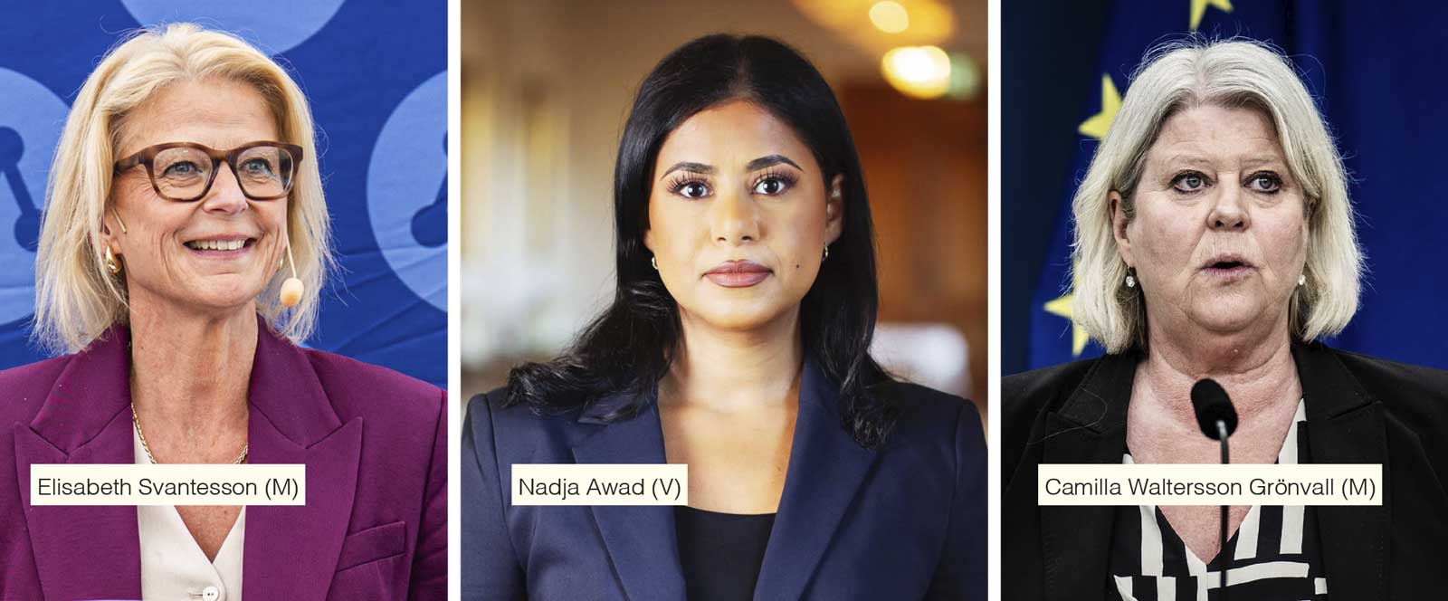 Elisabeth Svantesson, Nadja Awad och Camilla Waltersson Grönvall.