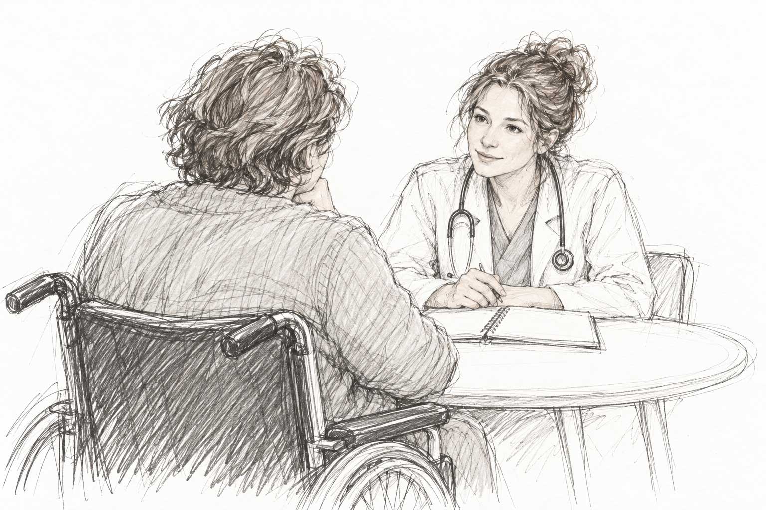 Patient och läkare i samtal.